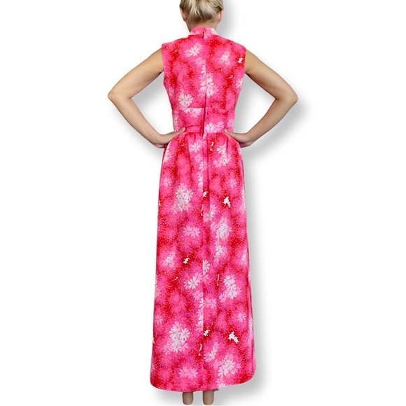 1970s Dress | Vintage Serbin of Florida Hot Pink Maxi Dress  | 70s - Picture 3 of 6